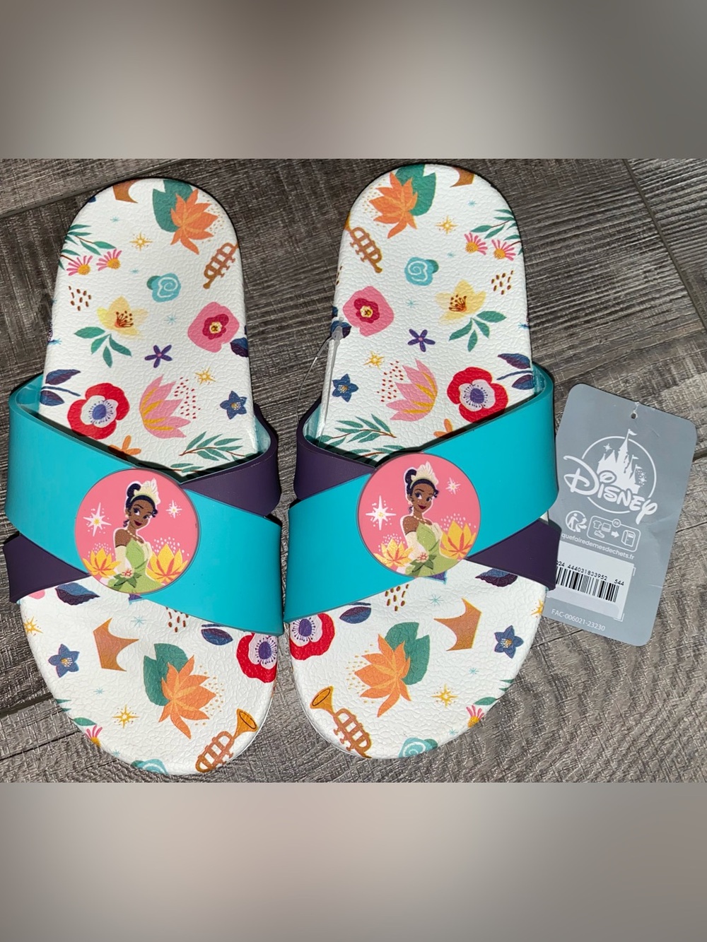 NWT Disney Store Princess and Frog Tiana Swim Slip On Slide Shoes Sandals 13 1